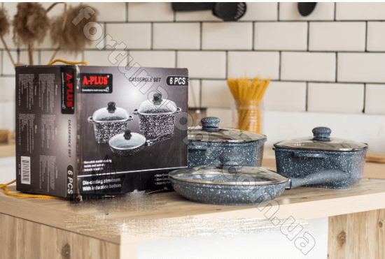Набор посуды с мраморным покрытием A-Plus - 1505 ✅ базовая цена $41.20 ✔ Опт ✔ Скидки ✔ Заходите! - Интернет-магазин ✅ Фортуна-опт ✅