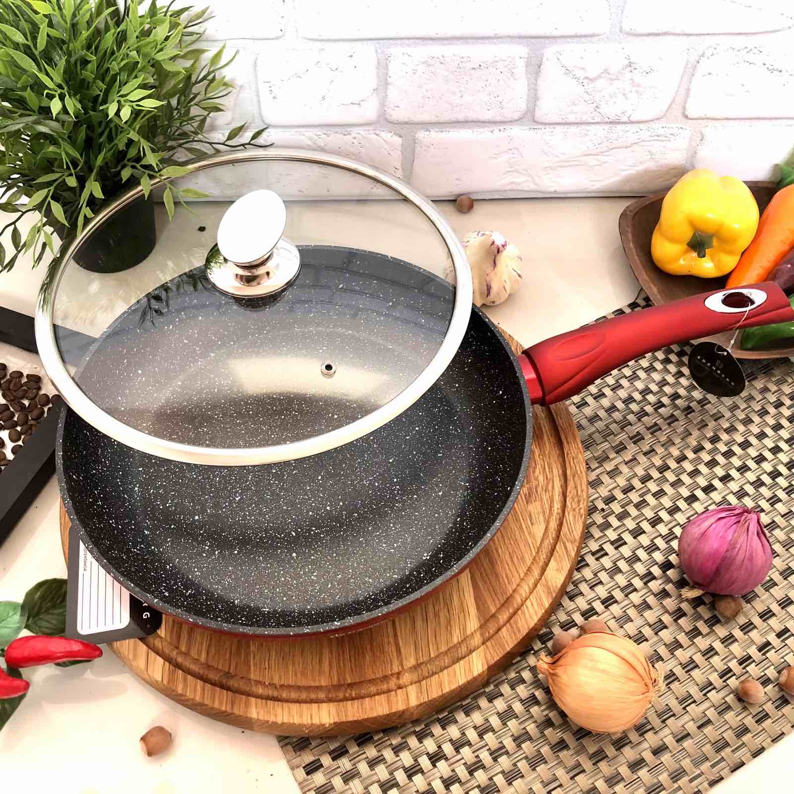 Сковорода с крышкой Edenberg EB - 3340 - 28 см/мрамор ✅ базовая цена $14.92 ✔ Опт ✔ Скидки ✔ Заходите! - Интернет-магазин ✅ Фортуна-опт ✅