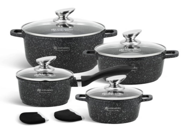 Набор казанов 4 шт. черный мрамор Edenderg EB - 8143 ✅ базовая цена $52.57 ✔ Опт ✔ Скидки ✔ Заходите! - Интернет-магазин ✅ Фортуна-опт ✅