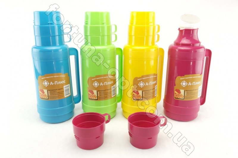 {Термос стеклянный с двумя чашками A-Plus - 1638 (1.8 л) ➜ базовая цена $4.74 ✅ - Интернет-магазин ✅ Фортуна ✅