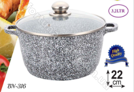 Кастрюля - казан с гранитным покрытием Benson BN - 316 - 3,2 л ✅ базовая цена $16.41 ✔ Опт ✔ Скидки ✔ Заходите! - Интернет-магазин ✅ Фортуна-опт ✅