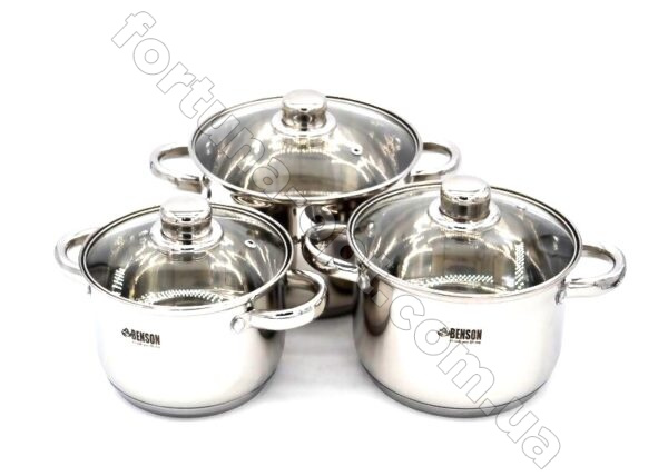 Набор кастрюль Benson BN - 205➜ Опт и розница ✅ актуальная цена -Интернет магазин ✅ Фортуна ✅