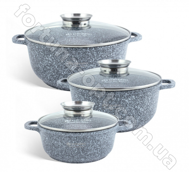 Набор кастрюль с мраморным покрытием Edenberg EB - 8020 ✅ базовая цена $54.70 ✔ Опт ✔ Скидки ✔ Заходите! - Интернет-магазин ✅ Фортуна-опт ✅