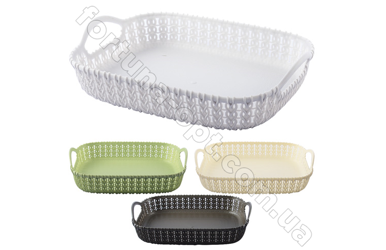 Корзинка плетенка пластиковая 26*20*5 см - Stenson - 85445  ✅ базовая цена $1.34 ✔ Опт ✔ Акции ✔ Заходите! - Интернет-магазин Fortuna-opt.com.ua.