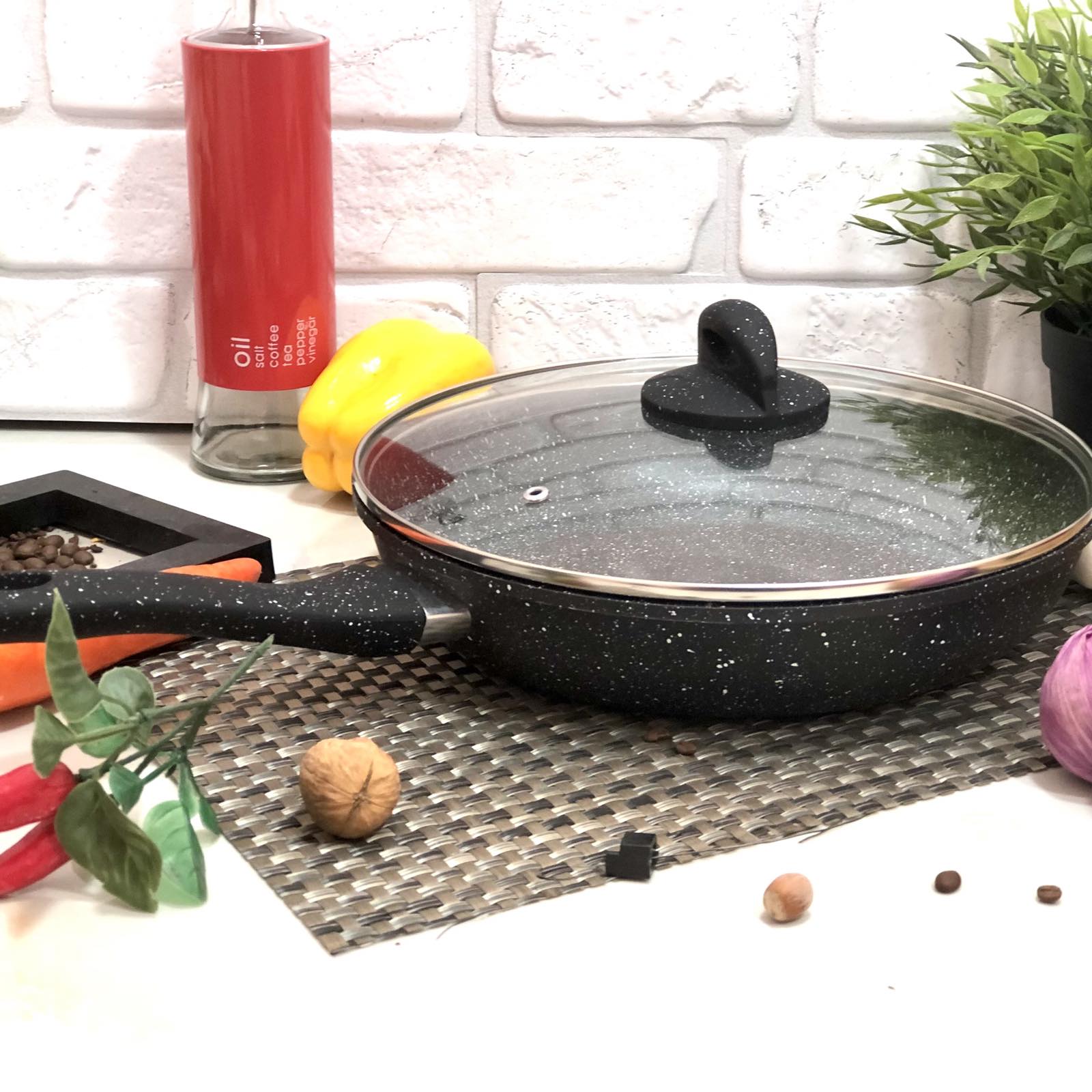 Сковорода мраморная с крышкой 26см А-плюс - 1513 ✅ базовая цена $14.86 ✔ Опт ✔ Скидки ✔ Заходите! - Интернет-магазин ✅ Фортуна-опт ✅