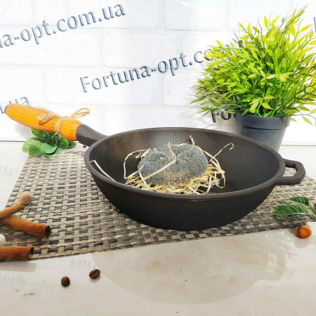 Сковорода чугунная литая без крышки 24х6см с деревянной ручкой SNT - Т 304  ✅ базовая цена 437.10 грн. ✔ Опт ✔ Скидки ✔ Заходите! - Интернет-магазин ✅ Фортуна-опт ✅
