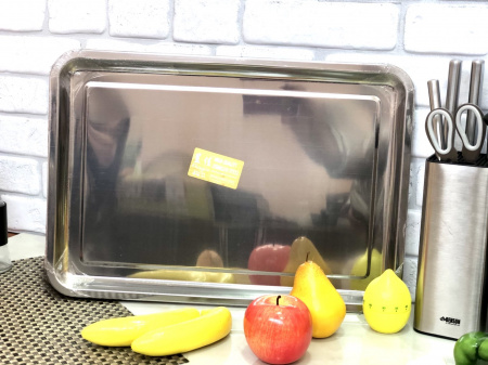 Поднос из нержавеющей стали прямоугольный 44*34 см 1809 ✅ базовая цена 107.28 грн. ✔ Опт ✔ Скидки ✔ Заходите! - Интернет-магазин ✅ Фортуна-опт ✅