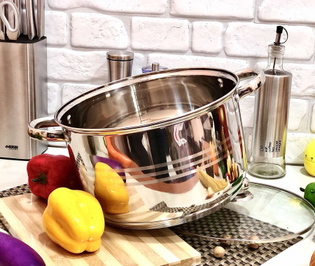 Кастрюля нержавеющая A-Plus - 2170 - 8,2 л  ✅ базовая цена $15.29 ✔ Опт ✔ Скидки ✔ Заходите! - Интернет-магазин ✅ Фортуна-опт ✅