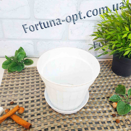 Горшок цветочный Классик №4 14*12 см белый/теракот 2936 ✅ базовая цена 25.98 грн. ✔ Опт ✔ Скидки ✔ Заходите! - Интернет-магазин ✅ Фортуна-опт ✅