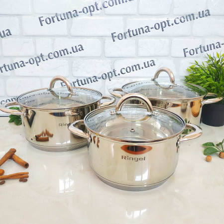 Набор нержавеющих кастрюль 12 предметов (1,9/2,6/3.6/4.35/6.1л+ковш1,15л) Ringel Hagen 6005➜ Опт и розница ✅ актуальная цена -Интернет магазин ✅ Фортуна ✅