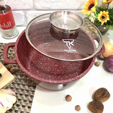Кастрюля-казан Top Kitchen бордо TK 00052 - 4,5 л - 24 см✅базовая цена$19.17✔Опт✔Скидки✔Заходите! - Интернет-магазин ✅Фортуна-опт ✅