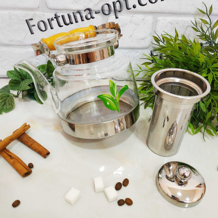 Чайник стекло  1000мл (А-Плюс) 1052 ✅ базовая цена $11.58 ✔ Опт ✔ Скидки ✔ Заходите! - Интернет-магазин ✅ Фортуна-опт ✅