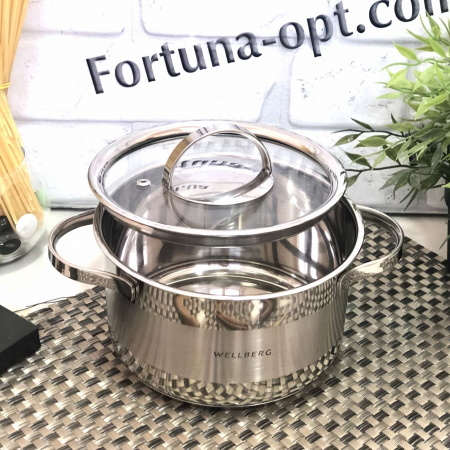 Кастрюля из нержавеющей стали Wellberg WB - 1093 - 1,9 л ✅ базовая цена $13.27 ✔ Опт ✔ Скидки ✔ Заходите! - Интернет-магазин ✅ Фортуна-опт ✅