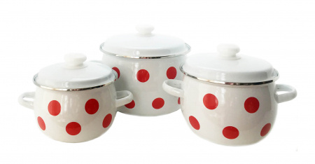 Набор эмалированных кастрюль Красный горох 926 ( 2,5 л, 3,5 л, 5 л ) ✅ базовая цена 600.29 грн. ✔ Опт ✔ Скидки ✔ Заходите! - Интернет-магазин ✅ Фортуна-опт ✅