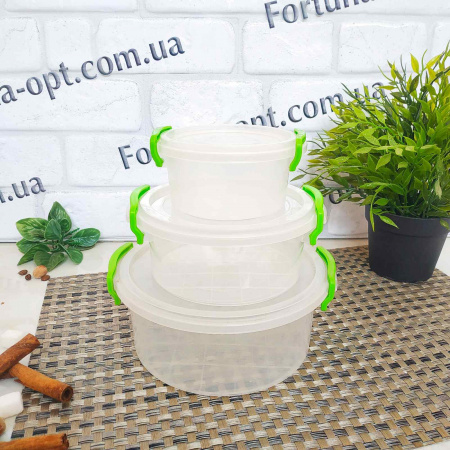 Контейнер круглый с ручками Senyayla 3в1 0,3л+0,6л+1,2л 0495 ✅ базовая цена 55 грн. ✔ Опт ✔ Скидки ✔ Заходите! - Интернет-магазин ✅Фортуна-опт ✅