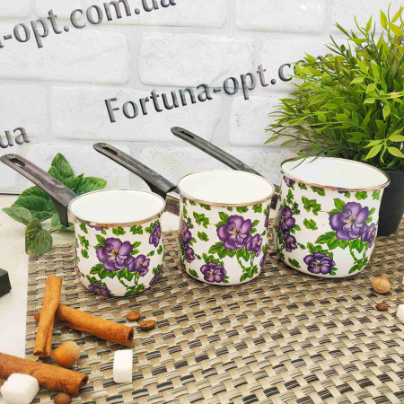 Набор турок эмалированных 3 шт A-Plus - 0968 ✅ базовая цена $8.61 ✔ Опт ✔ Скидки ✔ Заходите! - Интернет-магазин ✅ Фортуна-опт ✅