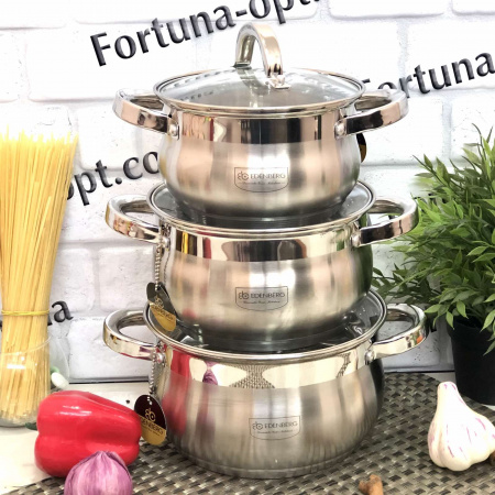 Набор кастрюль яблочной формы Edenberg EB - 3716 ➜ Опт и розница ✅ актуальная цена -Интернет магазин ✅ Фортуна ✅