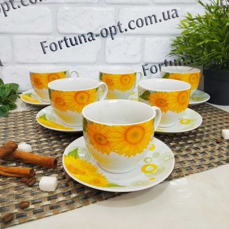 Набор чайный 12 пр 220 мл Цветы микс 023-12-02 ✅ базовая цена 248.52 грн. ✔ Опт ✔ Скидки ✔ Заходите! - Интернет-магазин ✅ Фортуна-опт ✅