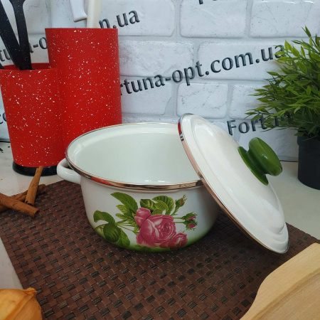 Кастрюля эмалированная коническая 2 л Роза кавказа 1810/3 ✅ базовая цена 232.67 грн. ✔ Опт ✔ Скидки ✔ Заходите! - Интернет-магазин ✅ Фортуна-опт ✅