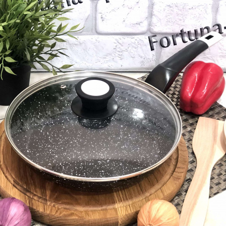 Сковорода гранитная с крышкой A-Plus - 1479 - 20 см ✅ базовая цена $8.95 ✔ Опт ✔ Скидки ✔ Заходите! - Интернет-магазин ✅ Фортуна-опт ✅