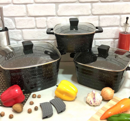 Набор кастрюль Top Kitchen черный ТК 00024  ✅ базовая цена $58.35 ✔ Опт ✔ Скидки ✔ Заходите! - Интернет-магазин ✅ Фортуна-опт ✅