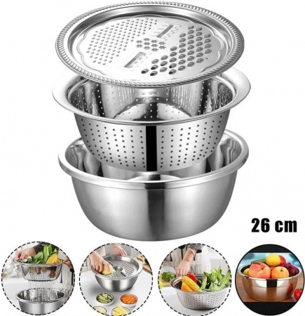 Набор 3 в 1 миска дуршлаг терка Frico FRU - 288 ✅ базовая цена $13.06 ✔ Опт ✔ Скидки ✔ Заходите! - Интернет-магазин ✅ Фортуна-опт ✅