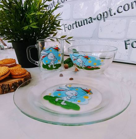 Детский набор 3 пр "Зайчик и котик" 204918 ✅ базовая цена 155.40 грн. ✔ Опт ✔ Скидки ✔ Заходите! - Интернет-магазин ✅ Фортуна-опт ✅