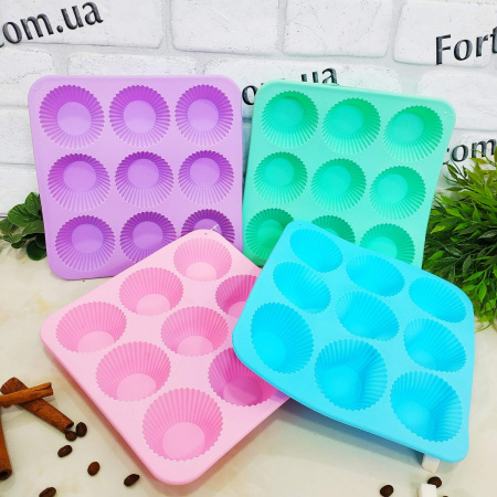 Форма силиконовая для выпечки кексов A-Plus - 1967 9 ячеек ✅ базовая цена $2.24 ✔ Опт ✔ Скидки ✔ Заходите! - Интернет-магазин ✅ Фортуна-опт ✅
