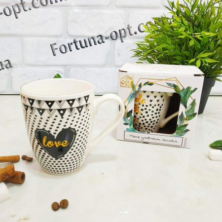 Чашка 350 мл "Сердце Золото" микс в коробке SNT - 055-350-12 ✅ базовая цена 36.17 грн. ✔ Опт ✔ Скидки ✔ Заходите! - Интернет-магазин ✅ Фортуна-опт ✅