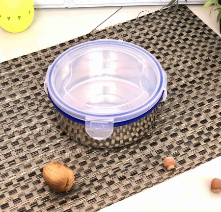 Миска из нержавеющей стали с герметичной крышкой 750 мл A-Plus - 0624 ✅ базовая цена $1.65 ✔ Опт ✔ Скидки ✔ Заходите! - Интернет-магазин ✅ Фортуна-опт ✅