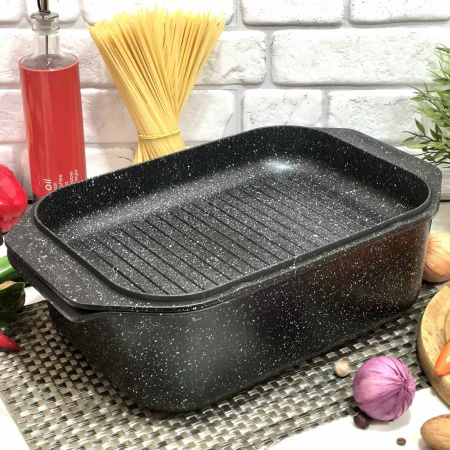 Гусятница овальная с крышкой-гриль Edenberg EB-4606 - 5.5 л, мрамор ✅ базовая цена $39.07 ✔ Опт ✔ Скидки ✔ Заходите! - Интернет-магазин ✅ Фортуна-опт ✅