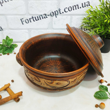   Кастрюля красная глина 3 л 2996 ✅ базовая цена 182.34 грн. ✔ Опт ✔ Скидки ✔ Заходите! - Интернет-магазин ✅ Фортуна-опт ✅