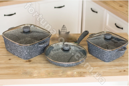 Набор посуды с мраморным покрытием A-Plus - 1505 ✅ базовая цена $41.20 ✔ Опт ✔ Скидки ✔ Заходите! - Интернет-магазин ✅ Фортуна-опт ✅