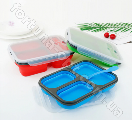 Ланч-бокс силиконовый складной на три отделения Frico FRU - 385  ➜ фото ➜ розн цена $6.97 - Интернет-магазин ✅ Fortuna-opt.com.ua. ✅