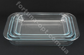 Набор противней из жаростойкого стекла A-Plus - 1086 (3 шт) ➜ Оптом и в розницу ✅ актуальная цена -Интернет магазин ✅ Фортуна ✅