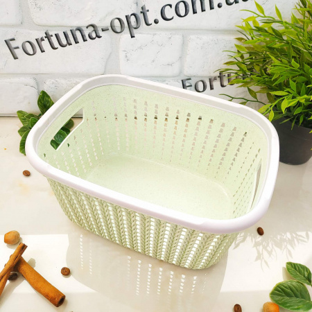 Корзина-плетенка с ручками пластик 24*18*13 см - Stenson - 85479 ✅ базовая цена $2 ✔ Опт ✔ Скидки ✔ Заходите! - Интернет-магазин ✅ Фортуна-опт ✅