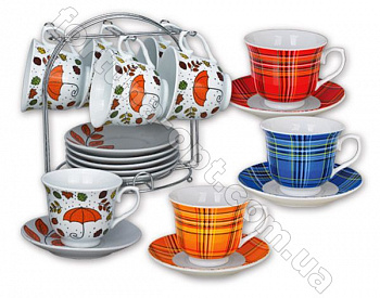 Сервиз чайный на стойке Микс Elina EL - 2141 ➜ Оптом и в розницу ✅ актуальная цена - Интернет магазин ✅ Фортуна ✅