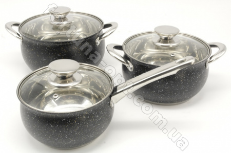 Набор кастрюль с мраморным покрытием А-Plus - 2187 ✅ базовая цена $27.48 ✔ Опт ✔ Скидки ✔ Заходите! - Интернет-магазин ✅ Фортуна-опт ✅