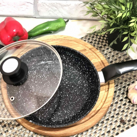 Сковорода 24 см с крышкой, гранитное покрытие A-Plus - 1481 ✅ базовая цена $10.44 ✔ Опт ✔ Скидки ✔ Заходите! - Интернет-магазин ✅ Фортуна-опт ✅