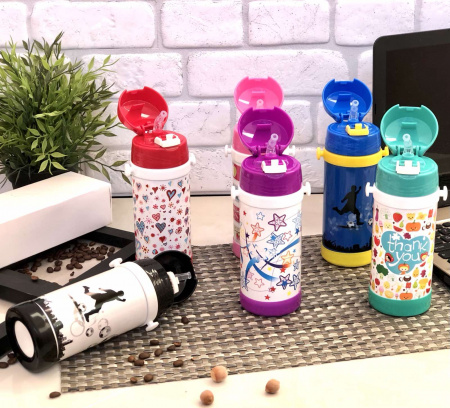 Термос детский с трубочкой и ремешком A-Plus - 1776 - 320 мл ➜ фото ➜р озн цена $4.98 -Интернет-магазин ✅ Fortuna-opt.com.ua. ✅