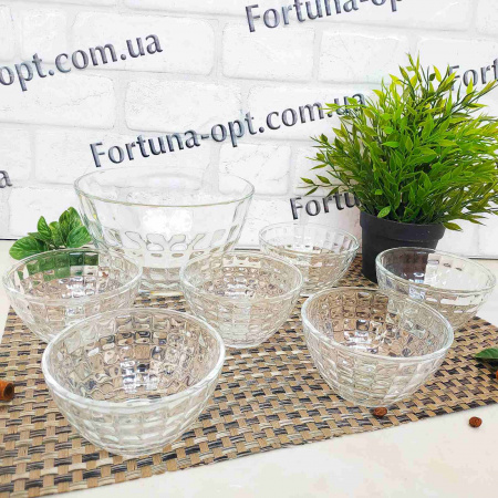 Набор стеклянных салатников Вулкан 1+6 шт - 8328 ✅ базовая цена 268.28 грн. ✔ Опт ✔ Скидки ✔ Заходите! - Интернет-магазин ✅ Фортуна-опт ✅