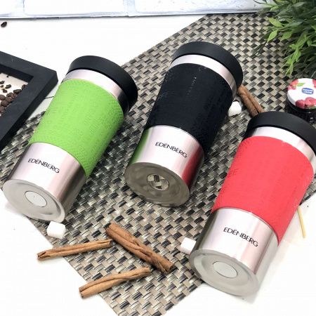 Термокружка с силиконовым держателем Edenberg EB - 632 - 0,38 л ➜ фото ➜ розн цена $6.31 - Интернет-магазин ✅ Fortuna-opt.com.ua. ✅