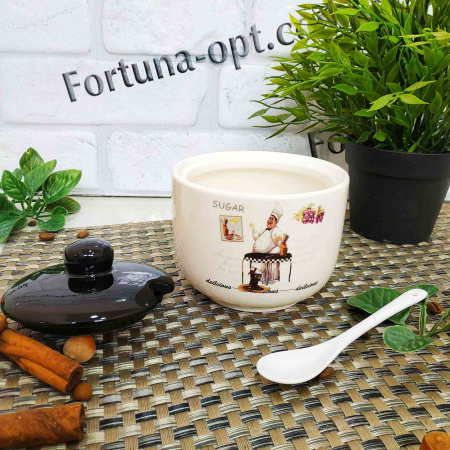 Сахарница керамическая с ложкой 520 мл Гурман 700-03-10 ✅ базовая цена 93.89 грн. ✔ Опт ✔ Скидки ✔ Заходите! - Интернет-магазин ✅ Фортуна-опт ✅