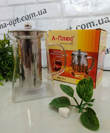 Чайник-заварник стекло 800мл A-Plus 0117 ✅ базовая цена $6.81 ✔ Опт ✔ Скидки ✔ Заходите! - Интернет-магазин ✅ Фортуна-опт ✅