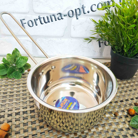 Ковш нержавеющий 18 см (А-Плюс) 0439+! ✅ базовая цена $2.82 ✔ Опт ✔ Скидки ✔ Заходите! - Интернет-магазин ✅ Фортуна-опт ✅