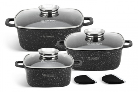 Набор казанов с черным мраморным Edenberg EB - 8141 покрытием  ✅ базовая цена $62.52 ✔ Опт ✔ Скидки ✔ Заходите! - Интернет-магазин ✅ Фортуна-опт ✅