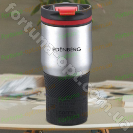 Термокружка с силиконовой вставкой Edenberg EB - 631 - 0,38 л ➜ фото ➜ розн цена $6.81 - Интернет-магазин ✅ Fortuna-opt.com.ua. ✅