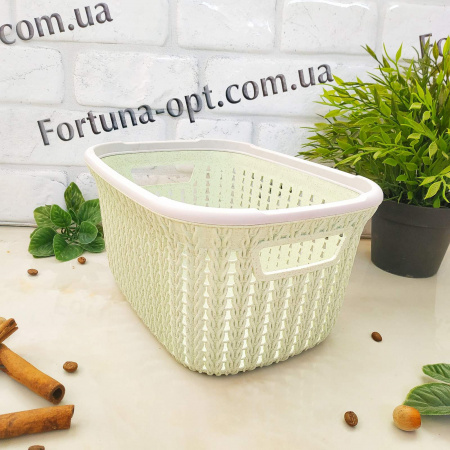 Корзина-плетенка с ручками пластик 24*18*13 см - Stenson - 85479 ✅ базовая цена $2 ✔ Опт ✔ Скидки ✔ Заходите! - Интернет-магазин ✅ Фортуна-опт ✅