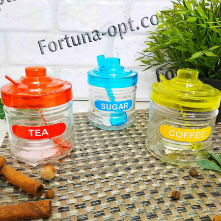 Банка стеклянная для специй с ложкой 320 мл голубая 7075 ✅ базовая цена 39.13 грн. ✔ Опт ✔ Скидки ✔ Заходите! - Интернет-магазин ✅ Фортуна-опт ✅