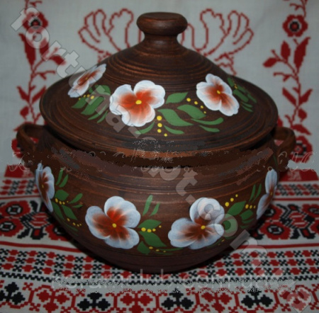 Супник рисованный из красной глины - 2,5л 7793 ✅ базовая цена 130 грн. ✔ Опт ✔ Скидки ✔ Заходите! - Интернет-магазин ✅ Фортуна-опт ✅